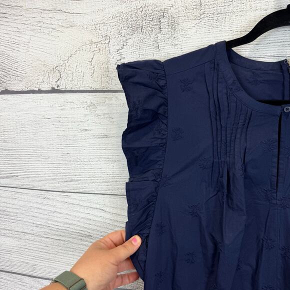 Gap Plus Size Navy Eyelet Flutter Sleeve Embroidered Dress Size 20 - Picture 3 of 8